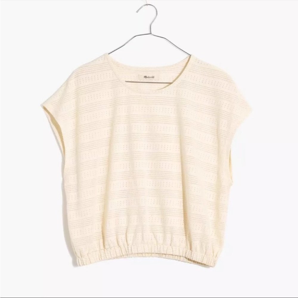 Pointelle Knit Short Sleeve Crop Top